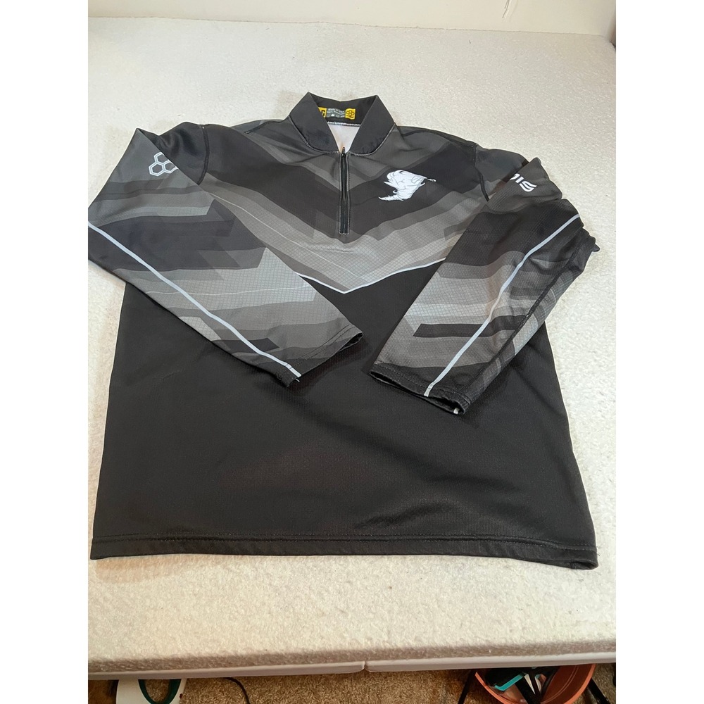 Rudis Cyclone Quarter Zip Pullover Mens Large Black Grey Wrestling Made in USA